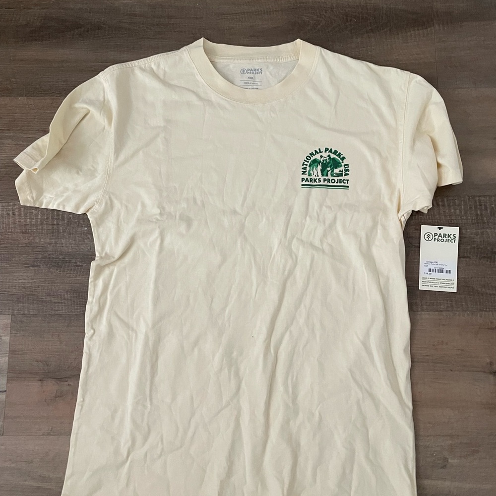 Parks Project Natural Cream Tee with Green Logo